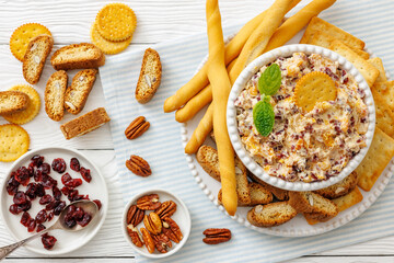 cranberry apricot cheese spread in a bowl