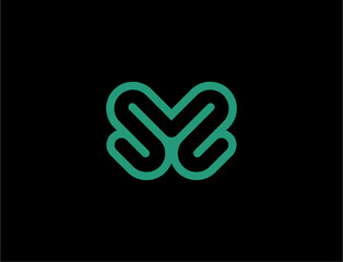 Abstract green logo on black background