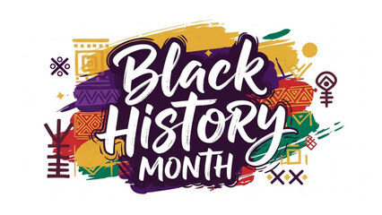Vibrant black history month graphic with diverse african patterns and symbols
