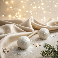 Clean Neutral Background with Gentle Festive Sparkle and Realistic Lighting