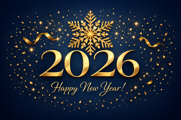 Happy New Year 2026 Festive Gold Glitter Celebration Background
