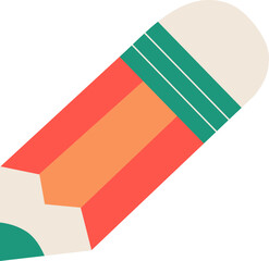 Simple Pencil Illustration: A close-up illustration of a classic pencil, ideal for educational or creative projects. Featuring a vibrant color palette and distinct eraser detail.