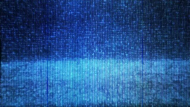 4K Blue Digital Noise Glitch Animation as Signal Interference Overlay with Data Distortion and Static Pixel Motion for Interface and Tech Visual Systems