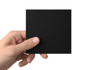 Black square held in hand isolated on transparent background