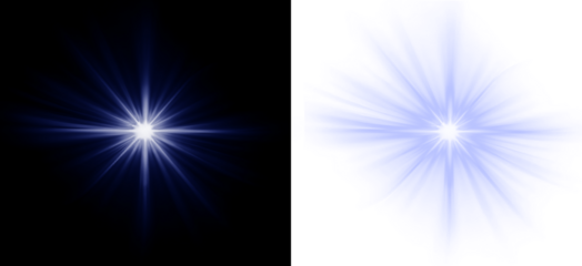 Two bright white starbursts on dark blue background