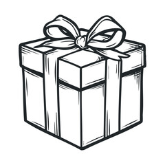 Obraz premium Stylized graphic illustration of a wrapped gift box with a decorative bow on top, perfect for holiday greetings, birthday invitations, anniversary celebrations, and festive event promotions