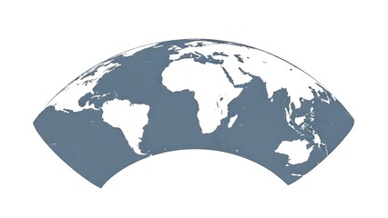 Curved world map illustration showing continents on clean white background