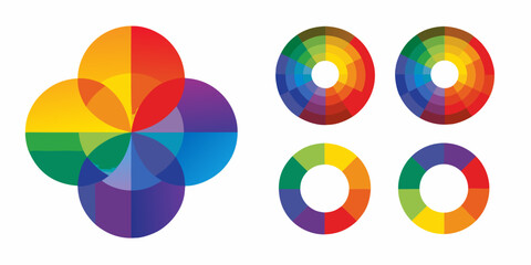 Obraz premium Colorful overlapping circles demonstrating primary and secondary color combinations