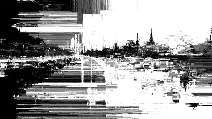 Fototapeta premium Distorted cityscape with glitch effect