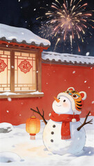 New Year Snowman Greeting Card 