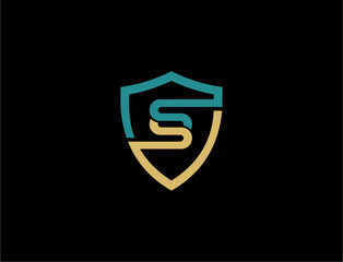 Abstract s letter shield logo design