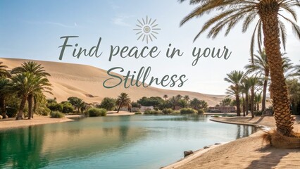 Obraz premium Serene oasis scene reflecting peacefulness in the desert