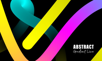 Wallpaper abstract gradient lines element. Modern bright color in a black background