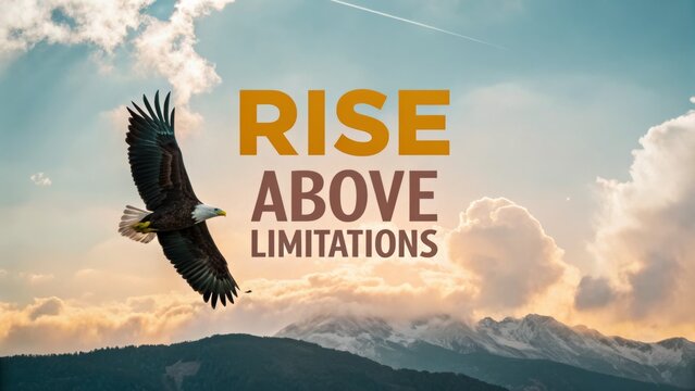Soaring Eagle in the Sky above Mountain Peaks - Powered by Adobe