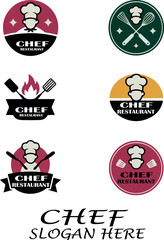 Fototapeta premium Chef restaurant logo icon bundle set vector .white background .