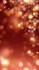Red bokeh lights snowflake ornament hanging decoration warm glow festive background holiday sparkle