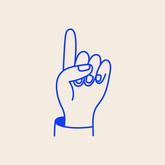 Obraz premium Vector simple linear illustration, hand pointing up, sketchy doodle icon, business concept