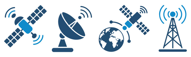 wireless satellite communication icons set © graphixecho