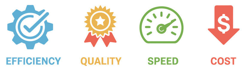 quality speed efficiency cost management icon