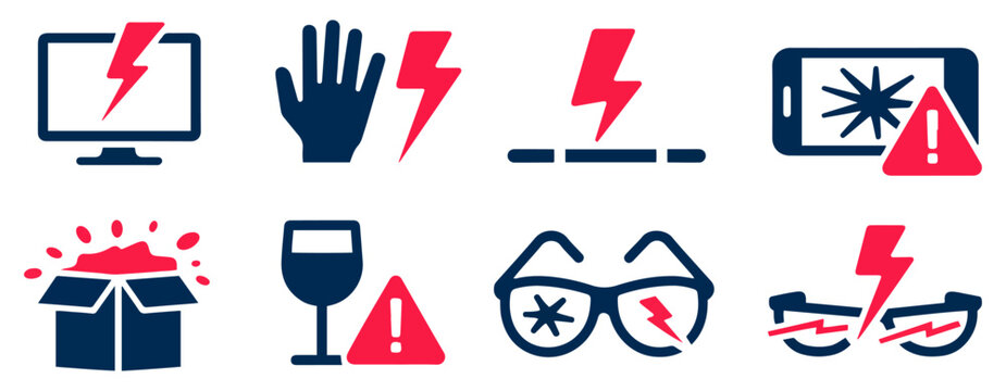 broken object damage icon set