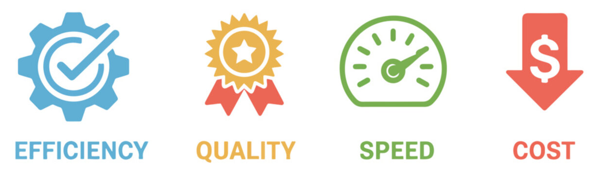 quality speed efficiency cost management icon