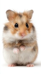 Obraz premium cute baby hamster sitting, clean white background, high detail fur