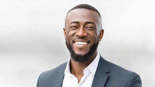 Confident Professional Portrait: A distinguished, smiling individual in a smart suit presents an image of leadership and success, reflecting a fusion of charisma and expertise. 