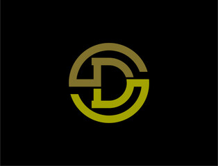 Abstract green logo on black background