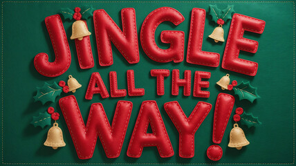 Festive jingle all the way sign with decorations for Christmas celebration