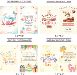 Birthday Invitation Card Design Set