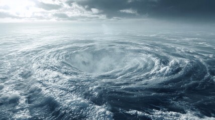 wide view of a large whirlpool in open water