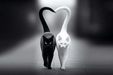 black and white cats, AI generated
