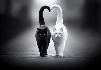 black and white cats, AI generated
