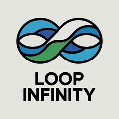 Loop Infinity interwoven figure‑eight ribbon logo with blue and green waves, continuous connection symbol, modern technology vector branding mark