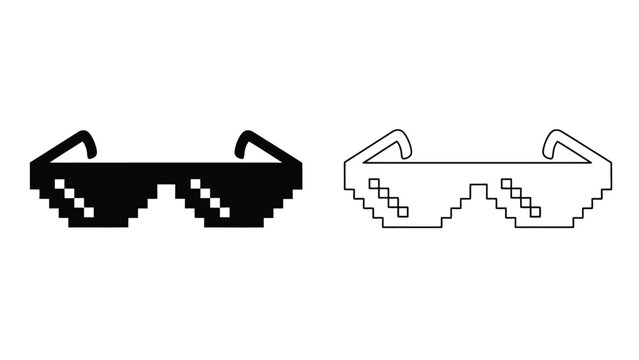 Pixelated sunglasses a black and white depiction of 8 bit eyewear