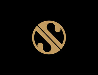 Abstract golden logo design on black background