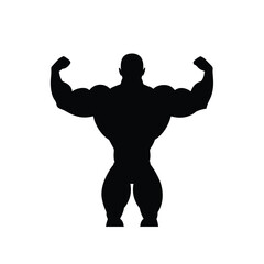 Fototapeta premium Bodybuilder black silhouette vector icon fitness isolated on white background for design