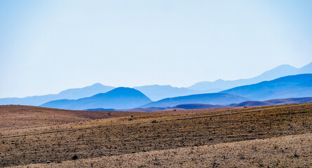 Blue mountains seen from Namib-Naukluft National Park.