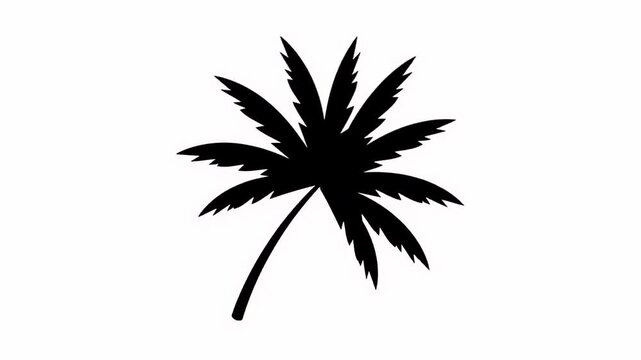 Minimalist palm tree silhouette against a stark white background.