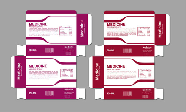 Medicine box packaging template in vector format. Print-ready and editable, suitable for tablets, capsules, or other health supplements. Professional layers and die-cut-ready layout for easy use.