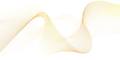 Abstract background with waves for banner. Medium banner size. Vector background with lines. Element for design isolated on white. Orange and yellow.