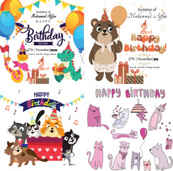 Cute Animal Birthday Invite Illustration
