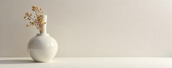 Sculptural ceramic vase, sleek lines, neutral palette, minimalist setting, display, line