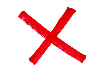 Obraz premium Hand drawn red x sign on transparent background