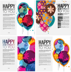 Floral Birthday Balloon Card Design