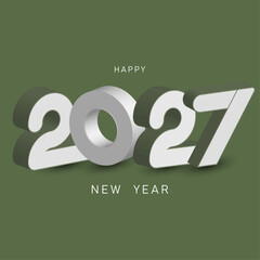 3D design of the number 2027. Happy New Year 2027