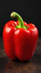 Close-up of vibrant red bell pepper, glistening skin, food photography, macro