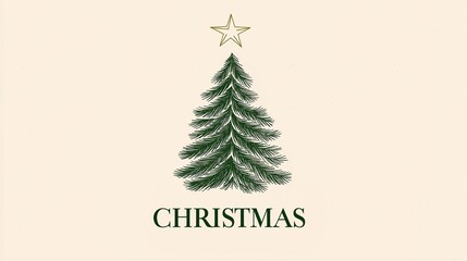 Elegant minimalistic logo design with Christmas text and tree on a solid background for business card and social media banner.