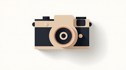 A digital illustration of a camera against a white backdrop. The design is modern and simple, perfect for photography enthusiasts or anyone who appreciates minimalistic art.