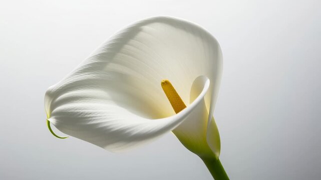 Elegant white calla lily bloom captured in a series of soft light studio shots